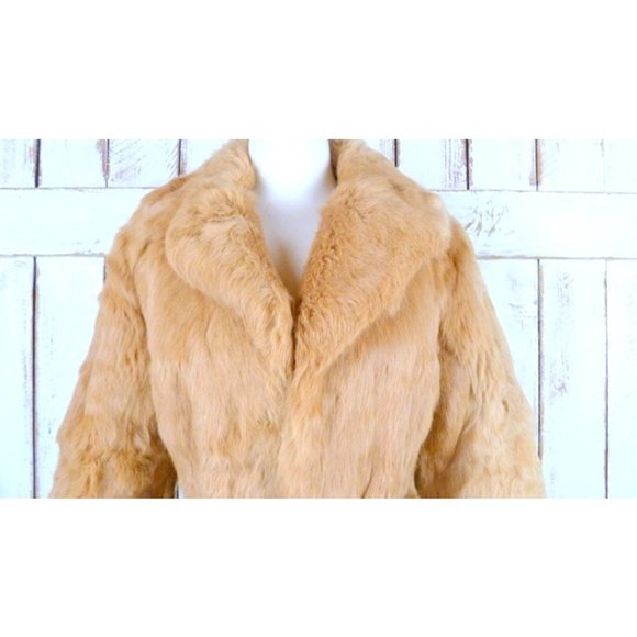 Blonde rabbit fur vintage Mark Lesli coat jacket/strawberry blonde/beige brown - Picture 2 of 4